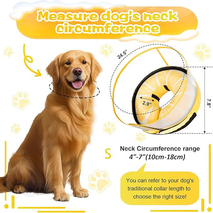 CNEO Inflatable Dog Cone Collar with Detachable Enhanced Anti-Licking Shield, Soft Neck Donut Collar for Dogs After Surgery, Adjustable Dog Cone Alternative for Large Medium Small Dogs & Cats