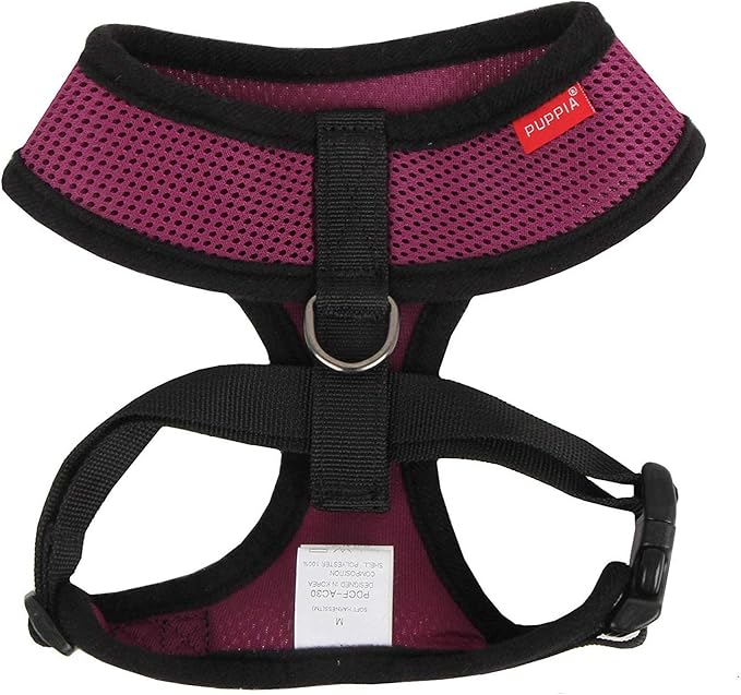 Puppia Soft Dog Harness No Choke Over-The-Head Triple Layered Breathable Mesh Adjustable Chest Belt and Quick-Release Buckle, Purple, XX-Large