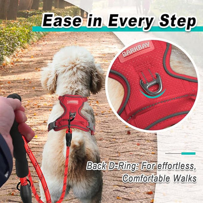 BARKBAY Dog Harness No Pull Mesh for Small Dogs - Adjustable, Reflective, Comfortable, No Choke, Heavy-Duty - Perfect for Outdoor Training, Walking, and Hiking - Strong & Durable - XS & Red Mesh