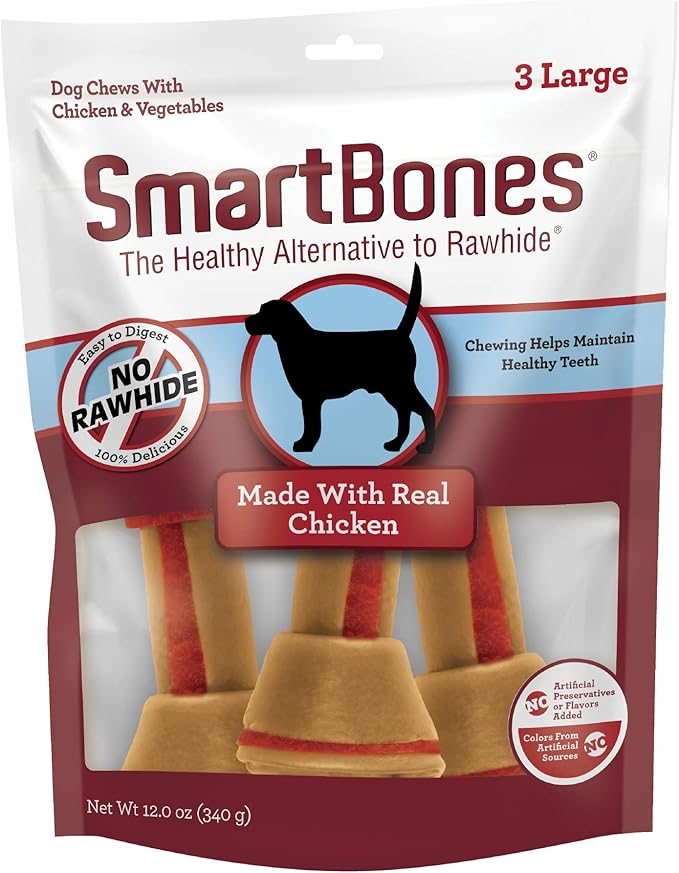 SmartBones With Real Chicken Large Chews, Treat Your Dog To a Rawhide-Free Chews For Dogs, 3 Count