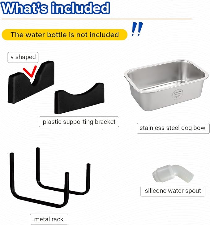 PEDAY Automatic Dog Waterer for Large & X-Large Dogs, Human Grade 18/8 Stainless Steel, Water Bottle Not Included