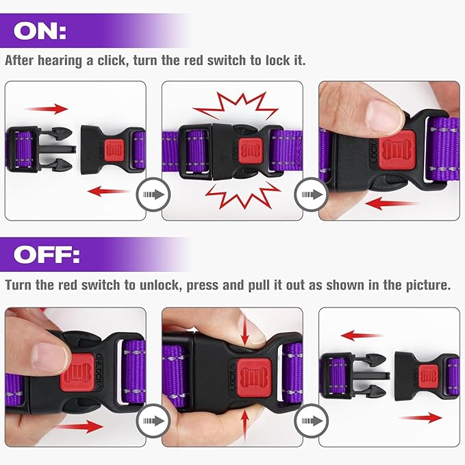 Joytale Martingale Collar for Dogs, Reflective Heavy Duty for Safety, Quick Release Buckle, Adjustable Nylon Collars for Puppy and XSmall Dogs Walking Training, Purple,XS