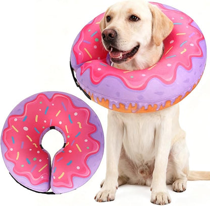 EXPAWLORER Large Widen Soft Dog Cone Collar - Inflatable Dog Neck Donut Collar Alternative After Surgery to Stop Licking,Adjustable Protective Recovery E Collar(Purple)