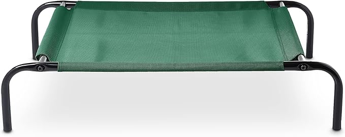Amazon Basics Cooling Breathable Elevated Dog Bed with Metal Frame for Small Dogs, 36" x 22" x 7.5", Green