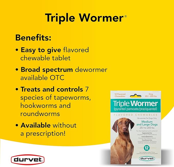 Durvet Triple Wormer for Medium and Large Dogs