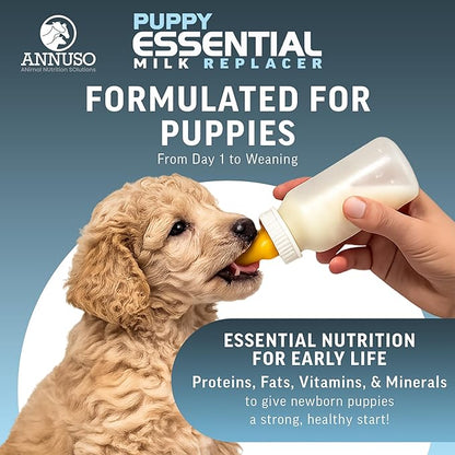 ANNUSO Puppy Essential Milk Replacer, 12oz - 29% Protein & 28% Fat - Complete Nutrition with Probiotics & Key Nutrients, Supports Immunity & Digestion - Easy-Mix Powder