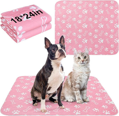 BEAUTYZOO Washable Pee Pads for Dogs, 18'' x 24" Reusable Puppy Pee Pads Super Absorbent Leakproof Dog Training Pads, 2 Pack Non-Slip Potty Pads for Small Medium Dogs Whelping Pads Litter Mat, Pink