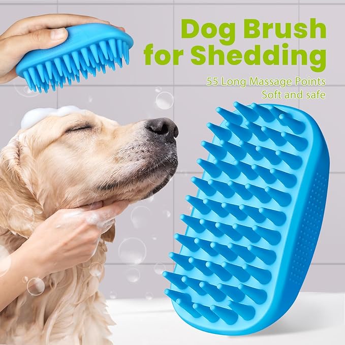 Comotech 3PCS Dog Bath Brush | Dog Shampoo Brush |Scrubber for Bath | Grooming/Washing Brush Scrubber (Blue Blue Green)