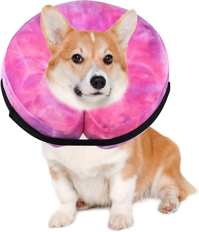 Inflatable Dog Recovery Collar, Dog Cone Collar for After Surgery, Prevent Dogs from Biting & Scratching Wound E-Collars to Help with Healing Soft Pet Recovery Collar Does