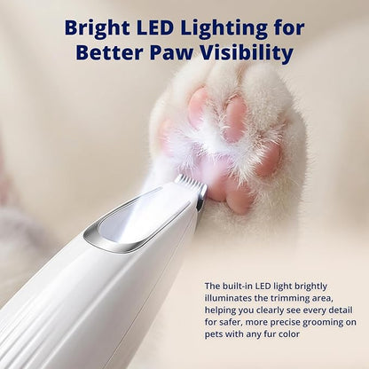 Silent Pet Paw Trimmer | Cordless Shaver for Dogs, Cats, Big & Small Animals with Light | Rechargeable Home and Salon Grooming Tool for Paws, Face, Ears, Butt