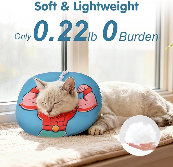 BEAUTYZOO Cat Cone Collars Soft, Cat Recovery E Collars After Surgery to Stop Licking, Adjustable Elizabeth Circle Collar Cute Pet Donut Pillow for Cats Kitten Small Dogs, Dark Blue S