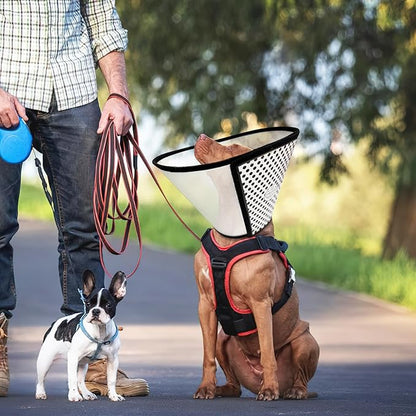 Pet Dog Cone Collar After Surgery, Adjustable Plastic Pet Recovery E-Collar for Dogs Cats, Soft Breathable Surgical Elizabethan Dog Neck Cover for Prevent Biting and Stop Licking Wound Large