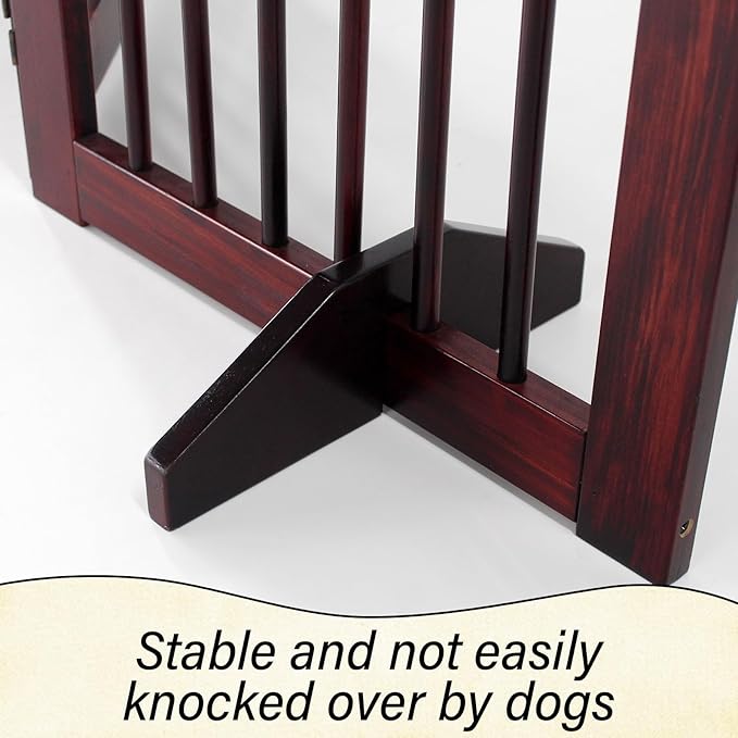 Dog Gate Indoor, Pet Gates for Doorways No Drilling, Freestanding Dog Gates, Foldable Pet Gate, Wooden Gates for Dogs Indoor- 4 Panel - 30" (Espresso, 4 Panel - 30")