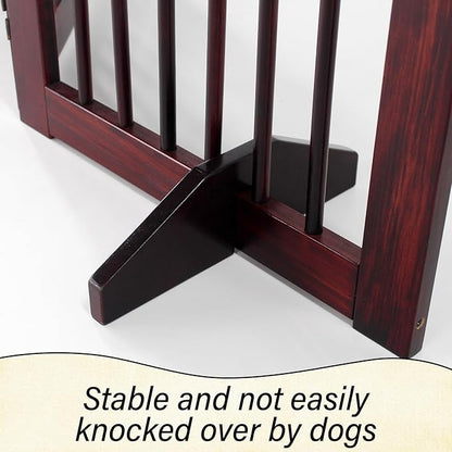 Dog Gate Indoor, Pet Gates for Doorways No Drilling, Freestanding Dog Gates, Foldable Pet Gate, Wooden Gates for Dogs Indoor- 4 Panel - 30" (Espresso, 4 Panel - 30")
