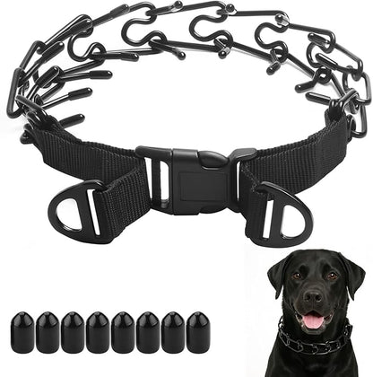 Prong Collar for Large Dogs, Dog Pinch Collar,Dog Training Collar,High Strength Quick Release Buckle,Comfort Rubber Tips (Black，4.0mm, 23.6-Inch)