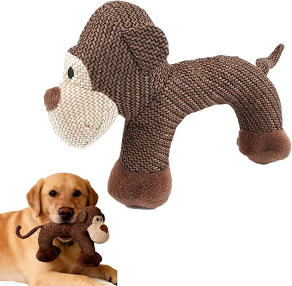 Linen Squeaky Dog Chew Animals, Made from Sturdy Linen Fabric in the Shapes of Animals Dogs Love, This is Perfect for Relieving Boredom and Anxiety in Small to Medium-Sized Dogs(Monkey)