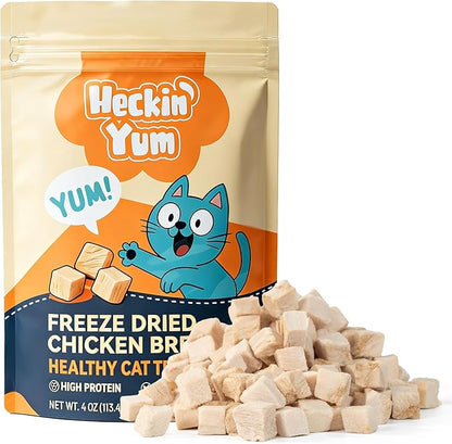 Freeze Dried Chicken Cat Treats, 4 oz, Single Ingredient Healthy Cat Food Toppers for Picky Cats, High Protein Snacks