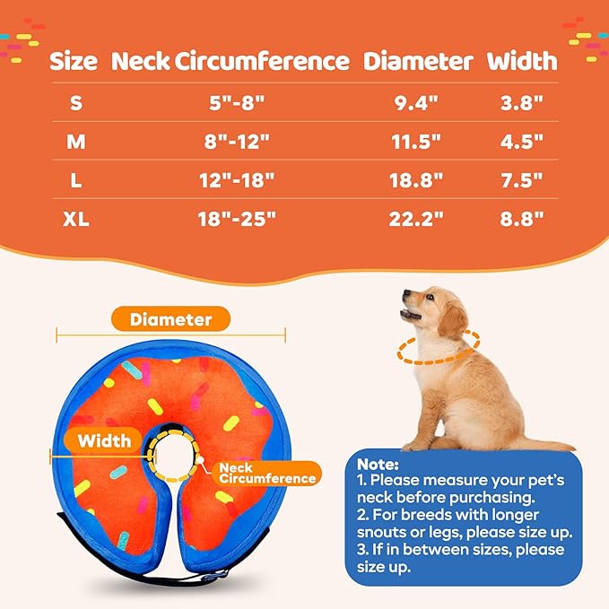 Gimars Large Inflatable Dog Cone Alternative Dog Donut Collar After Surgery, Soft Neck Pillow Recovery Cone, Elizabethan Collar Alternative for Medium and Large, L Neck:12"-18"