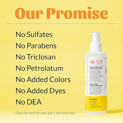 Skout's Honor Probiotic Pet Deodorizer Spray- Hydrating Daily-Use with Avocado Oil & Omega-3s, Microbiome Friendly Certiified, Paraben & Sulfate-Free, 97% Natural, 8oz, Honeysuckle