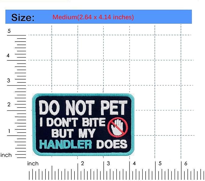 Do Not Pet Patches 2pcs, Do Not Pet ID Tags, Double Side Engraved Easily Attach to Dog Collar, Harness (Large)
