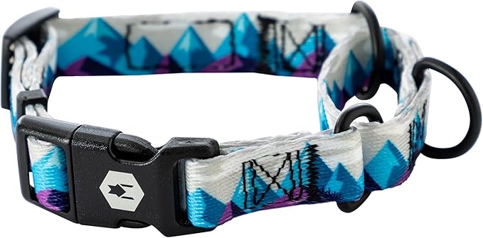 Wolfgang Heavy Duty Martingale Dog Collar with Quick Release Nylon Buckle for Walking & Training, RockyPeaks Print, Medium