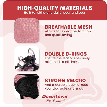 Downtown Pet Supply Step-in Dog Harness – No Pull, Adjustable Padded Mesh with Reflective Trim, Secure Buckle Strap – Comfortable & Breathable Small Dog Harness, X-Large, Camo Pink