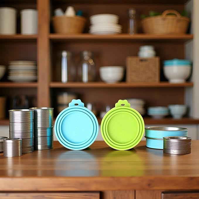 Jowxsx 2 Pcs Multicolored Pet Food Can Cover Silicone Can Lids for Dog and Cat Food Universal Size Feeding and Watering Supplies