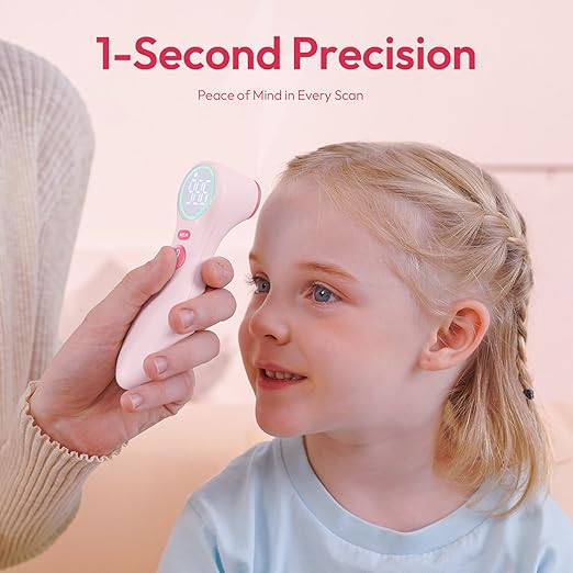 No-Touch Thermometer for Adults and Kids, 1-Second Fast Reading, Color-Coded Fever Alarm, Silent Mode, Object & Room Temperature Function