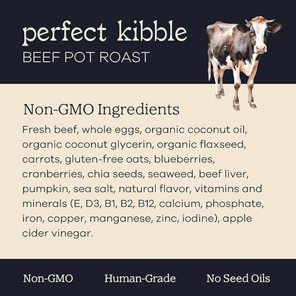 Yumwoof Perfect Kibble Non-GMO Air Dried Dog Food | Improves Allergies & Digestion with Organic Coconut Oil, MCTs & Antioxidants | Vet-Approved Soft Dry Diet | Made in USA (Beef 14 oz.)