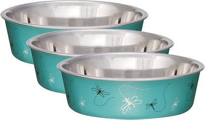 Loving Pets Bella Bowl Designer & Expressions Dog Bowl, Medium, Dragonfly, Turquoise (Pack of 3)