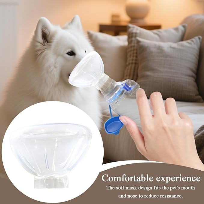 Pet Masque for Dogs Cats - Veterinary Inhalation | Adjustable Soft Transparent Chamber with Tube Connector, Animal Respiratory Health Care Tool 6.89x2.76x2.76 in