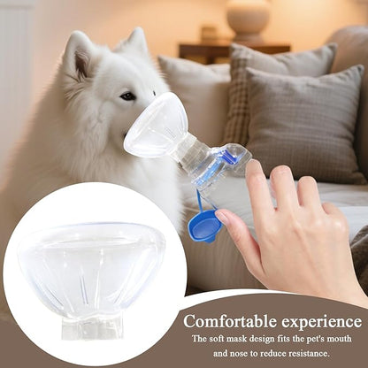 Pet Masque for Dogs Cats - Veterinary Inhalation | Adjustable Soft Transparent Chamber with Tube Connector, Animal Respiratory Health Care Tool 6.89x2.76x2.76 in