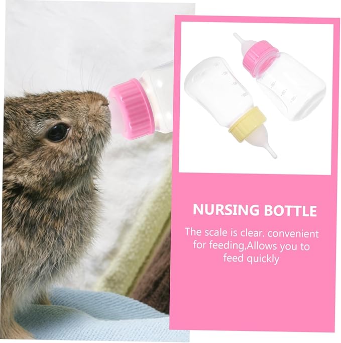 VANZACK 2pcs Dog Rabbit Cat Feeder Small Pet Nursing Bottles Scale Design for Kitten Replacement Milk