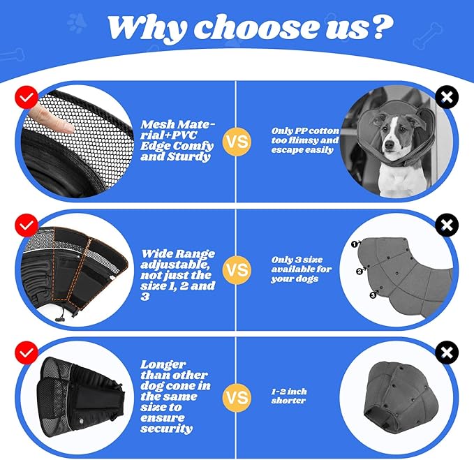 Inflatable Dog Cone for Dogs After Surgery,Soft Adjustable Elizabethan Collar for Large Dogs,2-in-1 Dog Cone with Detachable Shield,Anti-Anxiety Comfortable Pet E-Collar Prevents Licking Wounds(XL)