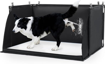 MABOZOO Dog Pee Pad Holder with High Walls, Foldable Dog Litter Box Pee Shields Indoor Dog Potty for Small and Medium Dogs, No Spill Pee Pad Holder Tray for Dogs Work (33.8*28*17.7in). Patent Pending