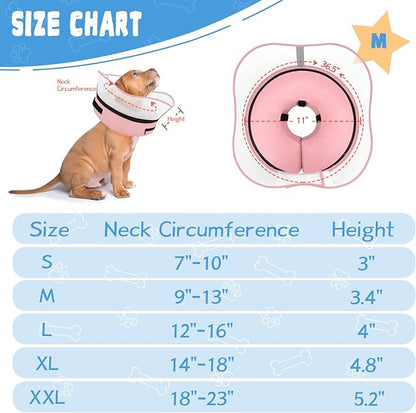 Elevated Inflatable Dog Cone Collar Alternative After Surgery, Dog Donut Collar, Soft Pet Cone to Stop Licking for Small Medium Large Dogs