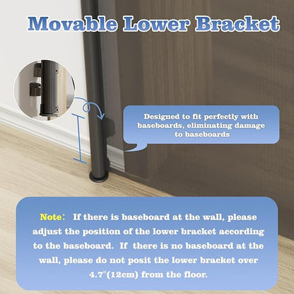 Retractable Baby Gate for Stairs Doorways, Extra Wide 55" No-Drill Pressure Mount OR Screw Mount, Space Saving Mesh Gate with No Bottom Bar Trip Hazard, for Indoor Outdoor Use with Kids, Dogs & Cats