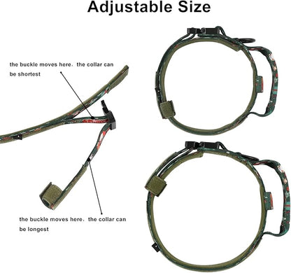 DAGANXI Christmas Tactical Dog Collar, Adjustable Military Training Nylon Dog Collar with Control Handle and Metal Buckle for Medium and Large Dogs, with Patches and Airtags Case (M, Christmas Green)