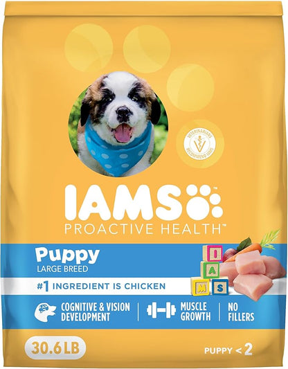IAMS Proactive Health Puppy Food, Large Breed Premium Puppy Food for Large Dogs, 30.6 Lb. Bag