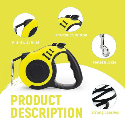 Retractable Dog Leash Automatic Telescopic Tractor Dog Tape, Pet Tape 10/16 FT Durable and Convenient, with Folding Bowl, Dispenser, Rubbish Bags, Suitable for Small and Medium Dogs