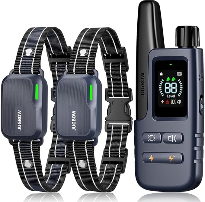 Jugbow Shock Collar for 2 Dogs - 4200FT Dog Training Collar with Remote IPX7 Waterproof Electric Collar with 4 Training Modes, Security Lock E-Collar for Large Medium Small Breeds(Navy Blue)