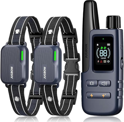Jugbow Shock Collar for 2 Dogs - 4200FT Dog Training Collar with Remote IPX7 Waterproof Electric Collar with 4 Training Modes, Security Lock E-Collar for Large Medium Small Breeds(Navy Blue)