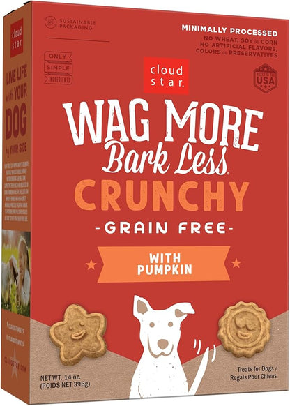 Cloud Star Wag More Bark Less Crunchy Grain Free Dog Treats, Pumpkin, 14 oz. Box