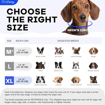 Inflatable Dog Cone Collar with Detachable Sturdy Shield,Soft&Lightweight-Ideal for Post-Surgery Recovery and Daily Wear,Suitable for Small Medium Large Dog Breeds(Blue,XL)
