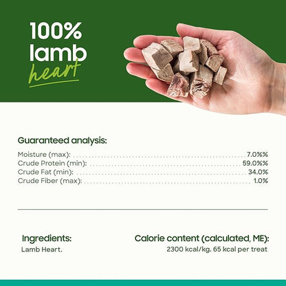 smallbatch Pets Premium Freeze-Dried Lamb Heart Treats for Dogs and Cats, 3.5 oz, Made and Sourced in The USA, Single Ingredient, Humanely Raised Meat, No Preservatives or Anything Artificial Ever