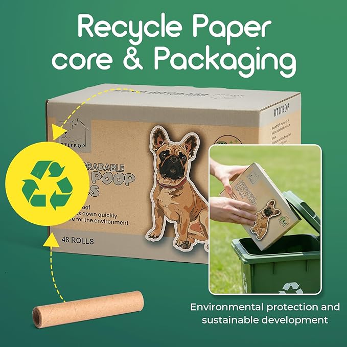 ATIFBOP Biodegradable Dog Poop Bags 480 Counts, Leak Proof and Extra Thick Doggy Poop Bags (Unscented)
