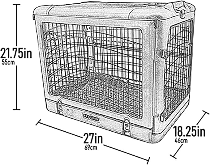 Pet Gear “The Other Door” 4 Door Steel Crate for Dogs/Cats with Garage-Style Door, Includes Plush Bed + Travel Bag, No Tools Required, Green Clover, 27 Inch