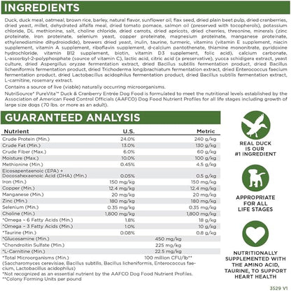 NutriSource Pure Vita Duck & Cranberry Dog Food, 4LB