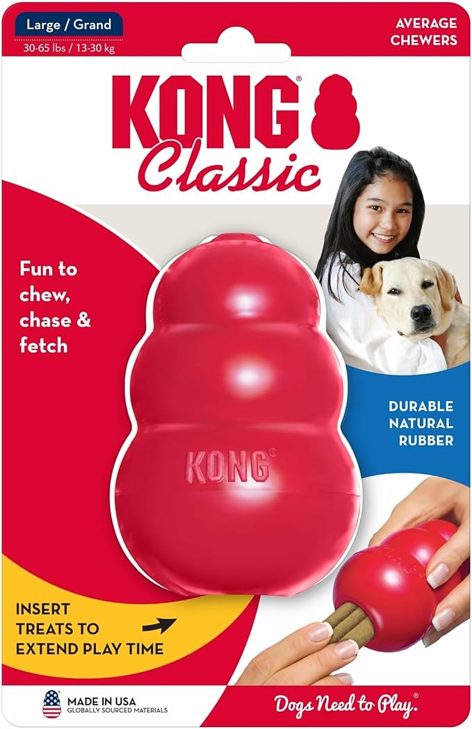 KONG Classic Stuffable Dog Toy - Fetch & Chew Toy for Dogs - Treat-Filling Capabilities & Erratic Bounce for Extended Play Time - Durable Natural Rubber Material - for Large Dogs (Pack of 2)