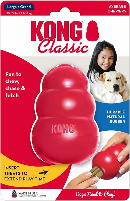 KONG Classic Stuffable Dog Toy - Fetch & Chew Toy for Dogs - Treat-Filling Capabilities & Erratic Bounce for Extended Play Time - Durable Natural Rubber Material - for Large Dogs (Pack of 2)